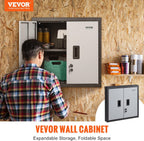 VEVOR Foldable Wall Cabinet, Metal Garage Locker Mounted 26" Small Tool Chest 240 LBS Loading Capacity Adjustable Shelf Magnetic Door File for Warehouse Office Home Black