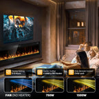 2025Upgraded 72” Recessed and Wall Mounted Electric Fireplace, Ultra Thin Narrow Beleze Fire Places with Remote Control, Screen Control,Adjustable Flame Colors and Speed