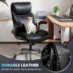 MALOL Ergonomic High-Back Executive Office Chairs, Heavy Duty Home Computer Chair with Lumbar Support, Flip-Up Arms, and PU Leather Upholstery, Black