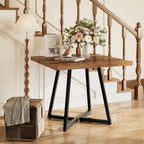 LITTLE TREE 31.5 Inches Small Dining Table for 4, Square Dinner Table for Small Space, Dining Room Tables, Rustic Brown Wooden Kitchen Table with Metal Legs, Modern Leisure Cafe Table for Apartment