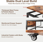 Mini Fridge Stand Cabinet Table Station With Storage Drawers For Dorm Refrigerator To Sit On, Heavy Duty Small Cart With Wheels, Office Beverage Shelf and Power Outlet, Sturdy Bedroom Nightstand