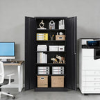 Metal Garage Storage Cabinet,Tall Black Cabinet with Doors and Adjustbale Shelves,Lockable Tool Cabinet for Garage,Basement,Home Office