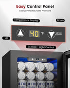 Feelfunn 24 Cans Beverage Refrigerator Cooler - Mini Fridge with Digital Temperature Control, Soda Wine Beer Drink Fridge - Small Refrigerator for Office Home Bedroom Dorm Bar, Black