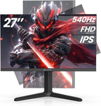 CRUA 27” 540Hz Gaming Monitor  IPS FHD(1920x1080P)  AMD FreeSync  120% sRGB  Height/Pivot/Rotating/Tilt Adjustable Vertical Monitor  HDMI 2.1 + DP 1.4  Wall Mount Install-Black