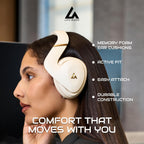 LIVV PRO Sports Headphones Designed for Gym  Workout  Running - Comfortable  Ergonomic  Over Ear  Active Noise Cancelling  5 Microphones  Wireless  50 Hours Battery Life  Bluetooth 5.3  Matte Black
