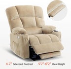 MCombo Oversized Dual Motor Power Lift Recliner Chair Sofa with Massage and Heat for Big Elderly People, Infinite Position, USB Ports, Fabric R7688 (Beige, Large-Oversize)