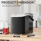 DUMOS Countertop Ice Maker with Handle, 26lbs/24H Portable Ice Machine, 9 Bullet Ice Cubes Ready in 6 Mins, Self-Cleaning, Quiet Compact Ice Maker for Home, Kitchen, RV, Camping, Black