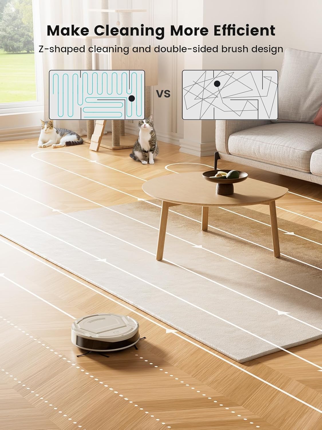Lefant Robot Vacuum Cleaner M210 Pro,Slim,Quiet,2200Pa Suction,120 Min Self-Charging Robotic Vacuums, Freemove 3.0,WiFi/APP/Alexa,6 Cleaning Modes Ideal for Hard Floors Pet Hair Low Carpet,Champagne