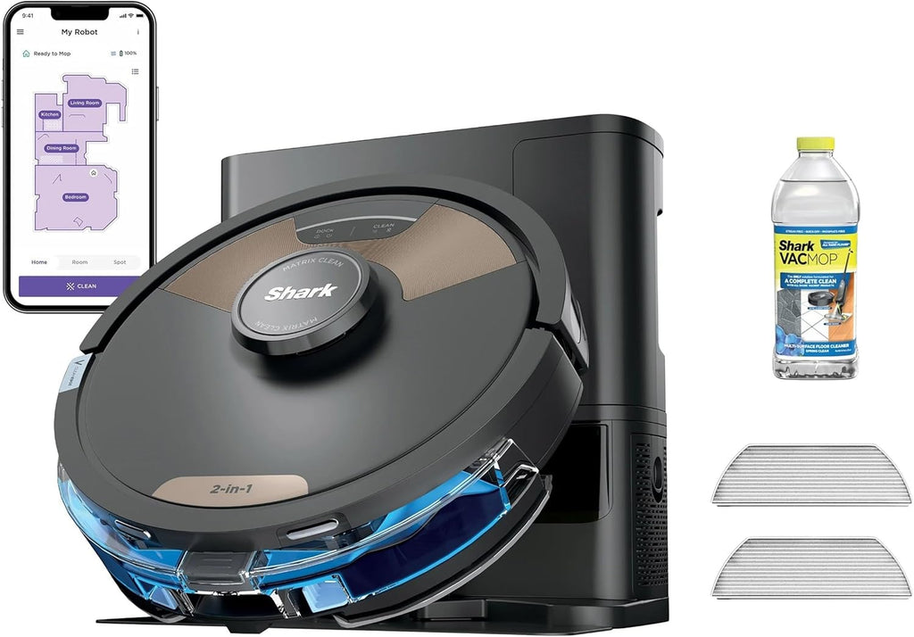 Shark Matrix Plus 2-in-1 Robot Vacuum & Sonic Mop, Home Mapping, HEPA Bagless Self Empty Base with 30-Day Capacity, CleanEdge, for Pet Hair, WiFi, UR2650WS (Renewed)
