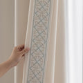 Luxury Cotton Linen Pinch Pleat Curtains, Embroidered Trim Memory Trained Drapes for Stylish Living Room, (50" W x 96" L)