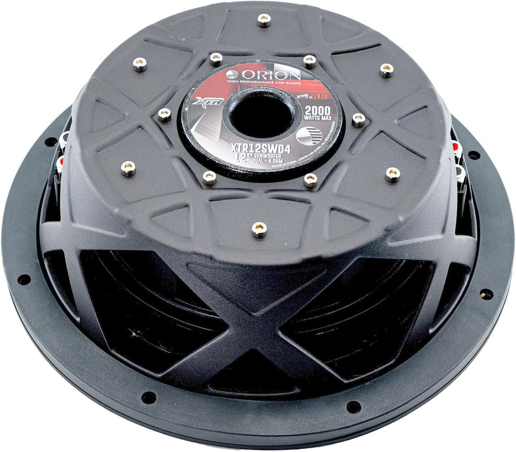 ORION XTR Series XTR12SWD4 Shallow Mount 12” Car Subwoofer  2000W Max Power  500W RMS  Dual 4 Ohm  UV Coated Cone  NBR Surround – Compact Slim Subwoofer for Clean Bass in Tight Car Audio Installs