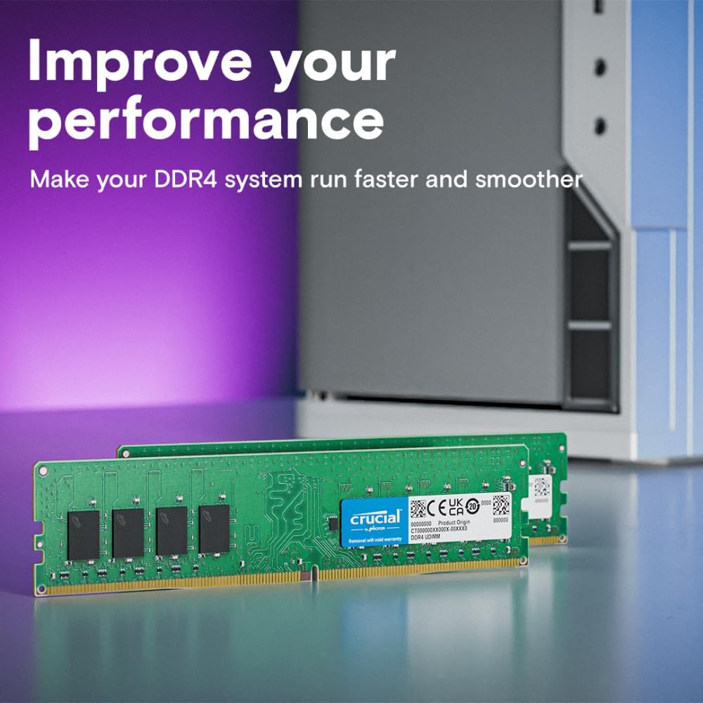 Crucial 16GB DDR4 RAM, 3200MHz (PC4-25600) CL22 Desktop Memory, UDIMM 288-Pin, Downclockable to 2933/2666MHz, Compatible with Intel and AMD Ryzen - CT16G4DFRA32A
