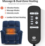 MCombo Large-Wide Dual Motor Power Lift Recliner Chair, Massage and Dual Heating for Elderly People, Infinite Position, Fabric R7166 (Navy Blue)