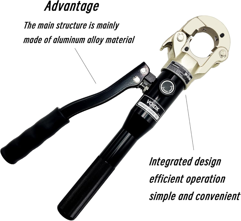 VOIDX Hydraulic Crimping Tool Propress Crimper for Copper Pipe Fittings with 1/2 3/4 1 Inch Jaws Works in Narrow Spaces and on Straight Bend Fittings Includes Carrying Case