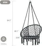 SUNCREAT Hammock Chair Hanging Macrame Swing with Hardware Kits, Max 330 Lbs, Handmade Knitted Mesh Rope Swing Chair for Indoor, Outdoor, Bedroom, Patio, Yard, Garden, Pack of 2, Grey