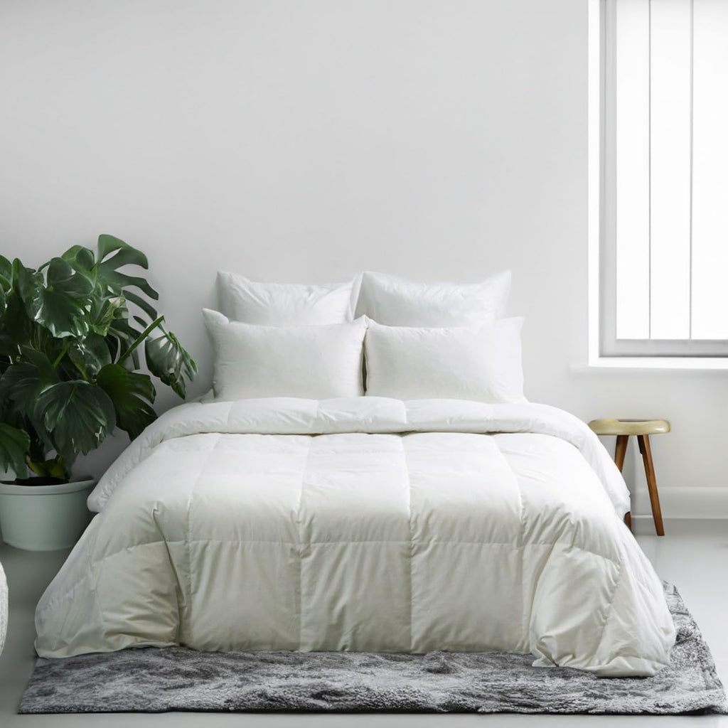 Highland Feather Tencel Organic Cotton Shell White Down Comforter 725 Super Fill Power Fluffy Duvet Insert Manufactured in Canada Ultra-Soft Lightweight (Winter, Full)