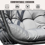 HWB Hanging Egg Chair with Stand, Swing Hammock Chair with Cushion for Indoor Outdoor, Patio Wicker Egg Swing Chair for Balcony Furniture, Light Gray
