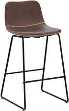HeuGah Counter Height Bar Stools Set of 3, Brown Barstools with Back Support 26 Inch Faux Leather Bar Stools for Kitchen Island Counter Height Bar Chairs with Metal Legs