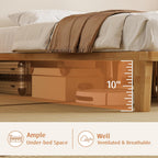 IOTXY Full Platform Bed Frame - 12 Inch Solid Wood Mattress Foundation Base with Heavy-Duty Support Slats & Legs, Rubberwood Full-Size Bedframe
