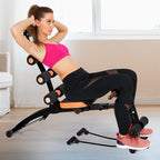 Ab Machine for Home Gym, 6 in 1 Adjustable Ab Workout Bench and Core Trainer, Foldable Sit Up Equipment with Resistant Bands for Total Body Fitness
