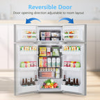 COWSAR 4.5 Cu.Ft Dorm Fridge With Freezer, 2-Door Compact Refrigerator With 2 Removable Shelves, 3 Level Adjustable Thermostat, Commercial Office Fridge for Bedroom, Kitchen, Apartment, Dorm, Grey