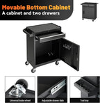 5 Drawers Tool Cart on Wheels with 1 Cabinet, Multifunctional Removable Rolling Tools Chest Storage Set, Tool Trolley Organizer Tools Box for Garage,Warehouse,Repair Shop,Workshop (Black)