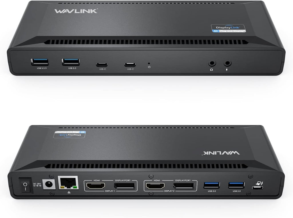 WAVLINK Universal USB C Laptop Docking Station Dual Monitors 5K/4K@60Hz with 65W Host Charging for Thunderbolt 4/3  USB-C Windows  Mac M1-M5/Macbook Neo  Chrome (2HDMI+2DP)  6USB 3.0  1Gbps Ethernet