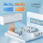 ROVSUN 12,000 BTU Smart WIFI Mini Split AC/Heating System with Inverter & APP Control, 23 SEER2 Ductless Split Air Conditioner with Pre-Charged Condenser, Heat Pump & Installation Kit, 115V
