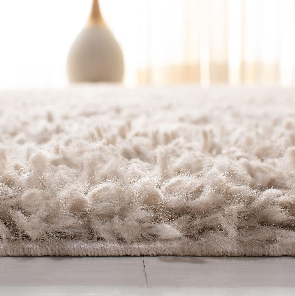 SAFAVIEH August Shag Collection Area Rug - 9' x 12', Beige, Solid Design, Non-Shedding & Easy Care, 1.5-inch Thick Ideal for High Traffic Areas in Living Room, Bedroom (AUG200D)