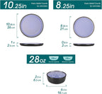 vancasso Plates and Bowls Sets, 18 Pieces Stoneware Dinnerware Sets for 6, Kitchen Dish Set Mircowave and Dishwasher Safe Dinner Set Ceramic Dishware, Light Purple, Series AMBER