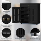 Yaheetech Shoe Cabinet, 4-Tier Shoe Storage Cabinet with Drawer & Adjustable Shelves, Shoe Rack Cabinet for Entryway, Hallway, Living Room, Black