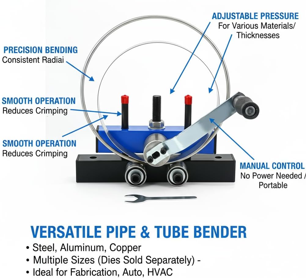 Manual Roller Bender For Steel Plate and Sheet Metal - Tube Bender, Rebar Bender, Fender Roller Tool, Screen Roller Tool, Rolling Machine - Ideal for Industrial, DIY, and Home Decoration Projects