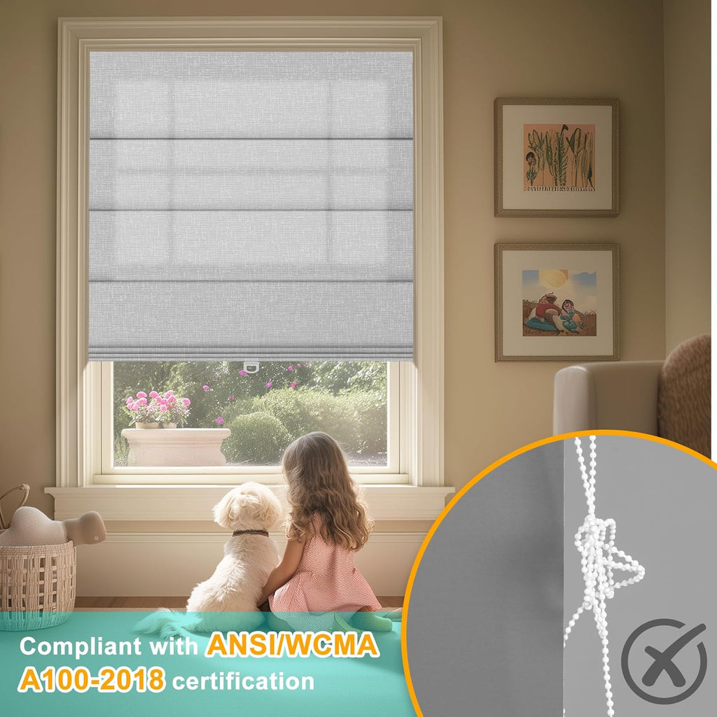 BERISSA 70% Blackout Roman Shades for Windows Cordless,Pull Down Jacquard Fabric Roman Blinds,Privacy Window Shades for Door Windows,Bedroom,Office,Easy to Install,Gray,69" W x 78" H