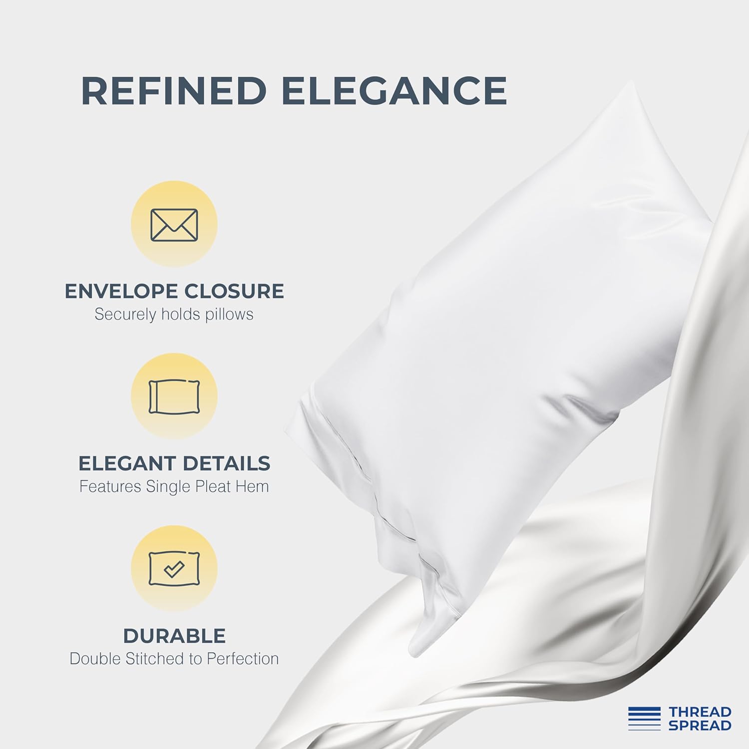 THREAD SPREAD 100% Egyptian Cotton Sheets California King Size - 1500 Thread Count 4 PC Cal King Sheets Egyptian Cotton, Soft, Cooling Sateen Sheet, High Thread Count Sheet California King - White