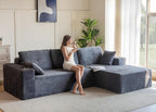 MAXYOYO 104" Modular Sectional Couch with L-Shape Chaise, Modern Boneless Couch for Living Room, Sofa in A Box, Oversized Sofa Sleeper with Deep Seat, No Assembly Required, Dark Grey