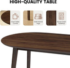 63" Oval Dining Table Set for 4, 5 Piece Modern Dining Table Set for Kitchen and Dining Room, Solid Wood Legs Dining Table with 4 Checkered PU Leather Dining Chairs（Walnut Table+4 Brown Chairs)