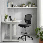 Armless Drafting Chair Tall Office Chair Adjustable Height High Back Ergonomic Desk Chair Drafting Stool Rolling Bar Stools Chairs with Footrest and Wheels