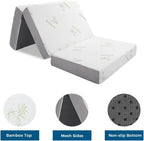 Inofia 6 Inch Folding Mattress, Trifold Memory Foam RV Mattress with Ultra Soft Removable Cover, Foldable & Portable for Camper/Truck/Trailer/Guest Bed, Short Queen Size (74" x 60" x 6")