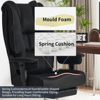 Big and Tall Office Chair 400lbs Wide Seat, Leather High Back Executive Office Chair with Foot Rest, Ergonomic Chairs Lumbar Support for Lower Back Pain Relief (Mesh Black)