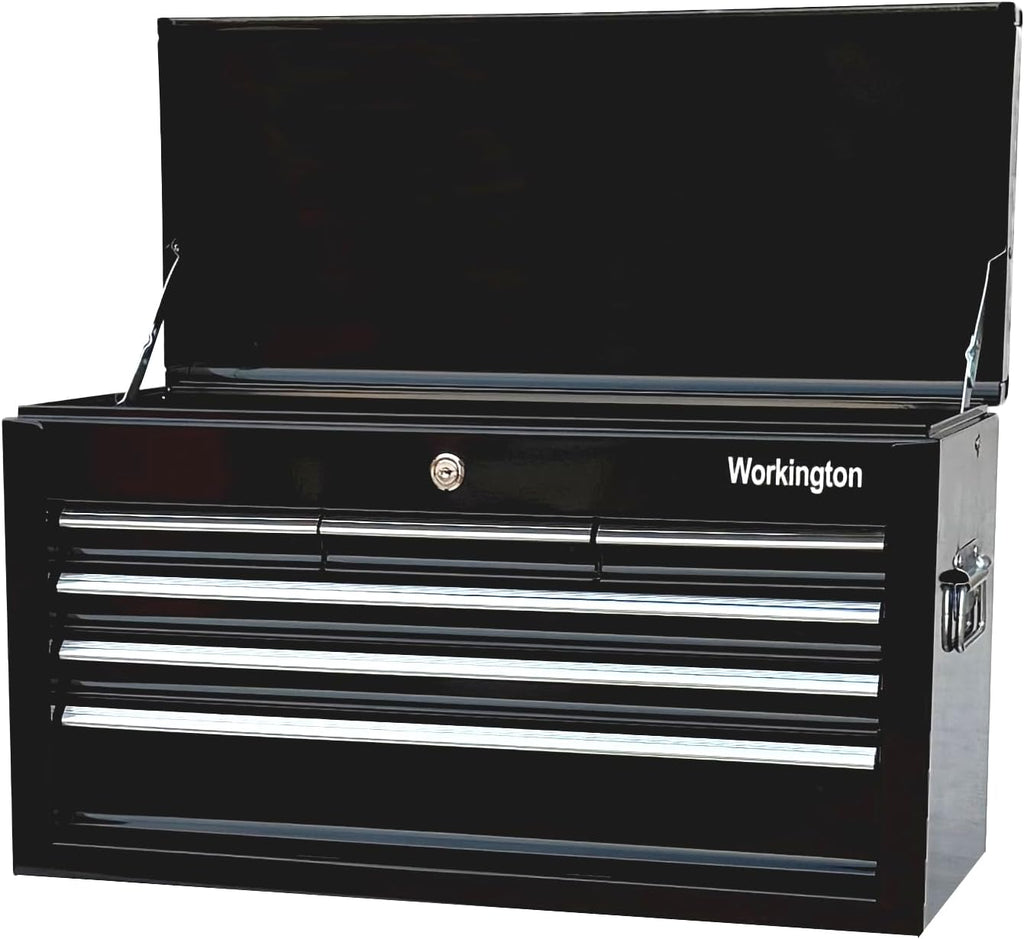Workington Portable Metal Tool Chest with 6 Drawers, 24" 6-Drawer Tool Chest Cabinet with Ball Bearing Drawer Slides, Steel Tool Storage Box Organizer 4005 Black
