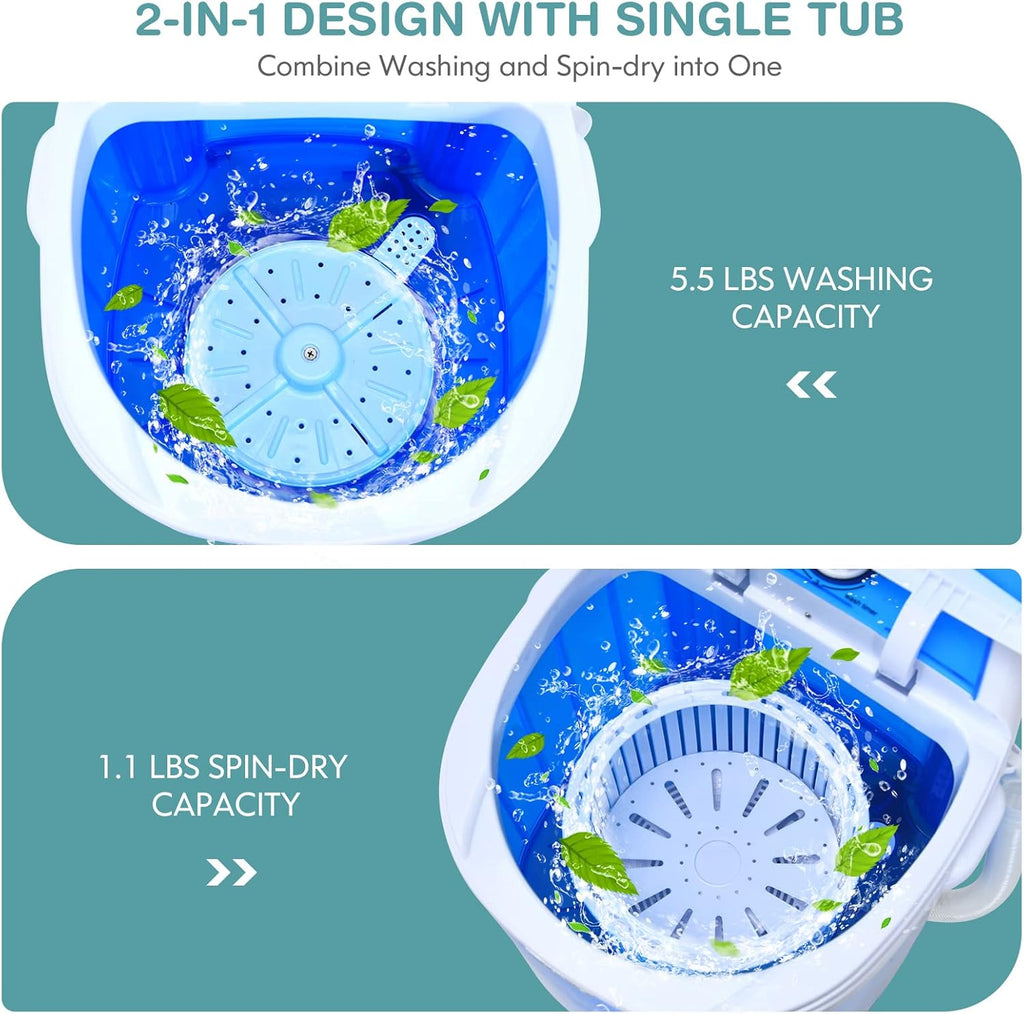 Giantex Portable Washing Machine, Mini Washer and Spinner Combo, 5.5lbs Washing Capacity, Semi-automatic Compact Laundry Machine for Apartment Dorm RV