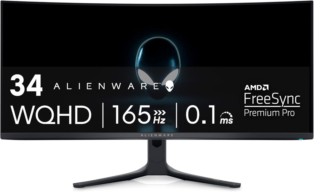 Alienware AW3423DWF Curved QD-OLED Gaming Monitor - 34-inch Quantum Dot OLED 0.1Ms 165Hz 21:9 Curved Display  99.3% DCI-P3 Color Gamut  VESA DisplayHDR True Black 400  AMD FreeSync Premium Pro - Black