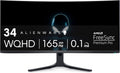 Alienware AW3423DWF Curved QD-OLED Gaming Monitor - 34-inch Quantum Dot OLED 0.1Ms 165Hz 21:9 Curved Display  99.3% DCI-P3 Color Gamut  VESA DisplayHDR True Black 400  AMD FreeSync Premium Pro - Black