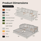 Belhome 78.8" Convertible Sofa Bed, Futon Sofa Bed with Side Pocket, Corduroy Pull Out Futon Sofa, Boneless Couch for Living Rooms,No Assembly Required, Yellow