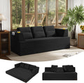 COMAX Futon Sofa Bed Queen, 79" Convertible Sofa Bed Couches for Living Room, 4 in 1 Folding Boneless Sleeper Corduroy Couch Loveseat Foam In a Box, Comfy Foldable Lounge Fold Out Floor Mattress Black