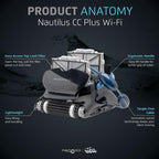 Dolphin Nautilus CC Plus Wi-Fi Automatic Robotic Pool Vacuum Cleaner  Includes Caddy and Classic Cover for Storage and Protection  Ideal for In-Ground Pools up to 50 FT