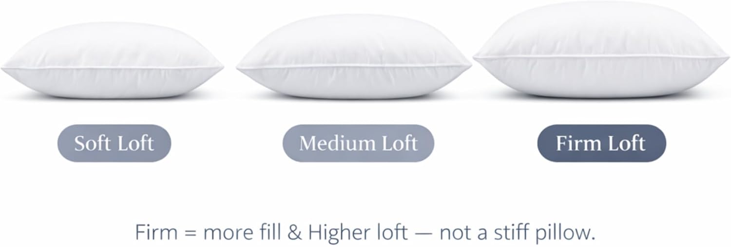 Continental Bedding Siberian Goose Down Pillow 800 Fill Power White Goose Down 400 Thread Count 100% Cotton Shell Soft Medium Firm Loft Options Handcrafted in USA