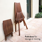 Melino Wooden Folding Tamarack Chairs, FSC Certified Acacia Low Profile Adirondack Chairs, Wood Folding Chair for Outdoor, Patio, Porch, Pool, Backyard, Garden, Balcony and Deck - Chestnut - Single