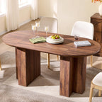 OKD 63 Inch Modern Wood Oval Dining Table for 4-6, Dining Room Table with Stable T-Shaped Base & Metal Frame & Thick Tabletop, Sturdy Kitchen Table for Dinner Room, Kitchen, Rustic Walnut