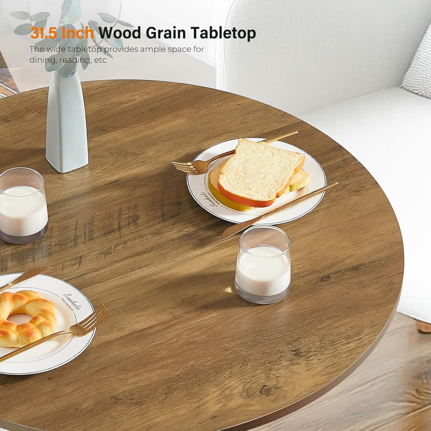 Vantic 31.5" Small Round Dining Table for 2-4, Round Kitchen Table for Small Spaces, Farmhouse Circle Dining Room Table for Kitchen and Living Room, Light Brown